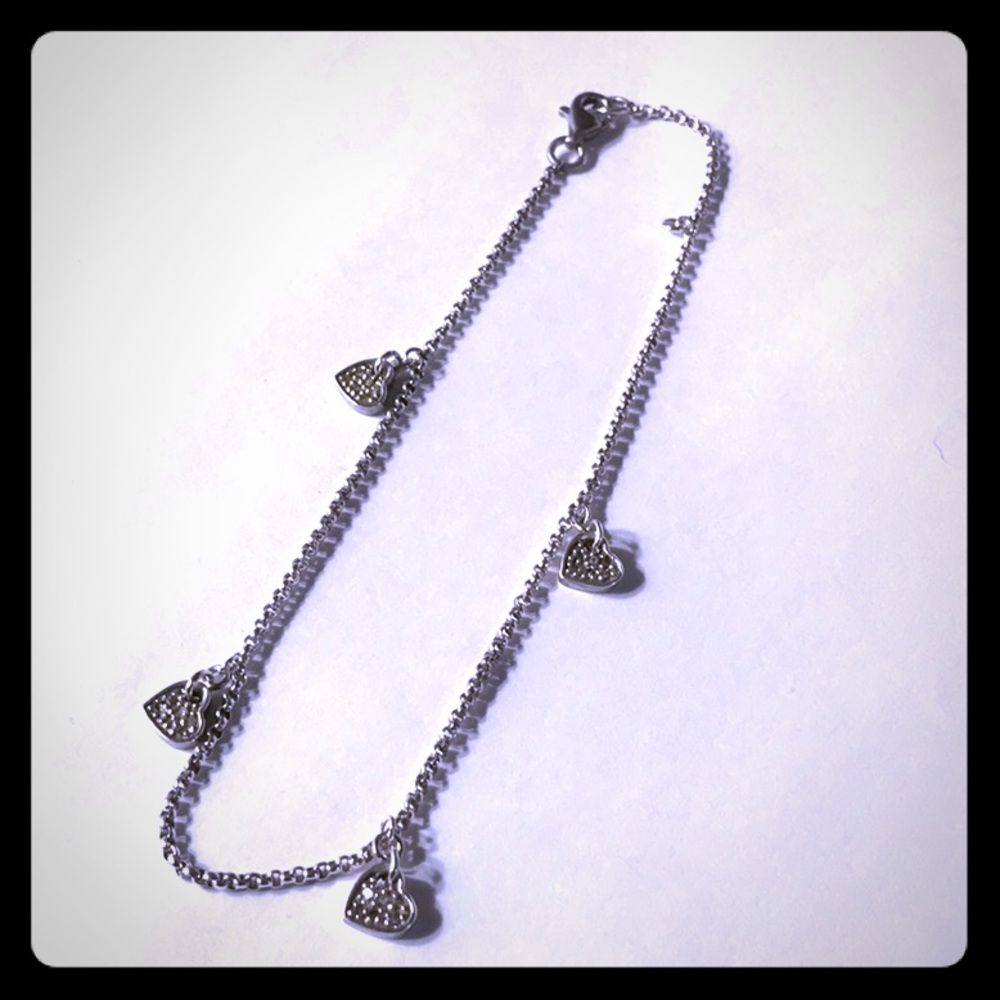 Ankle Bracelet Sterling and Diamond - Picture 1 of 2